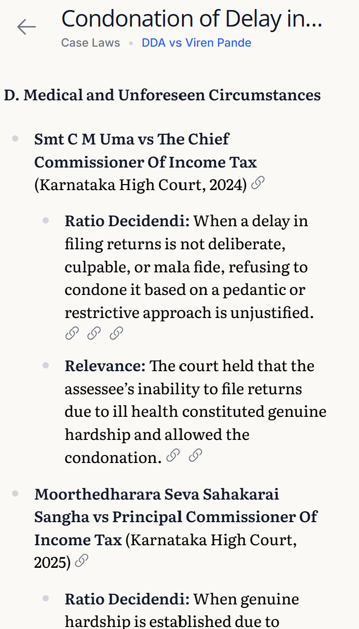 Attorni summary view with ratio decidendi and relevance sections